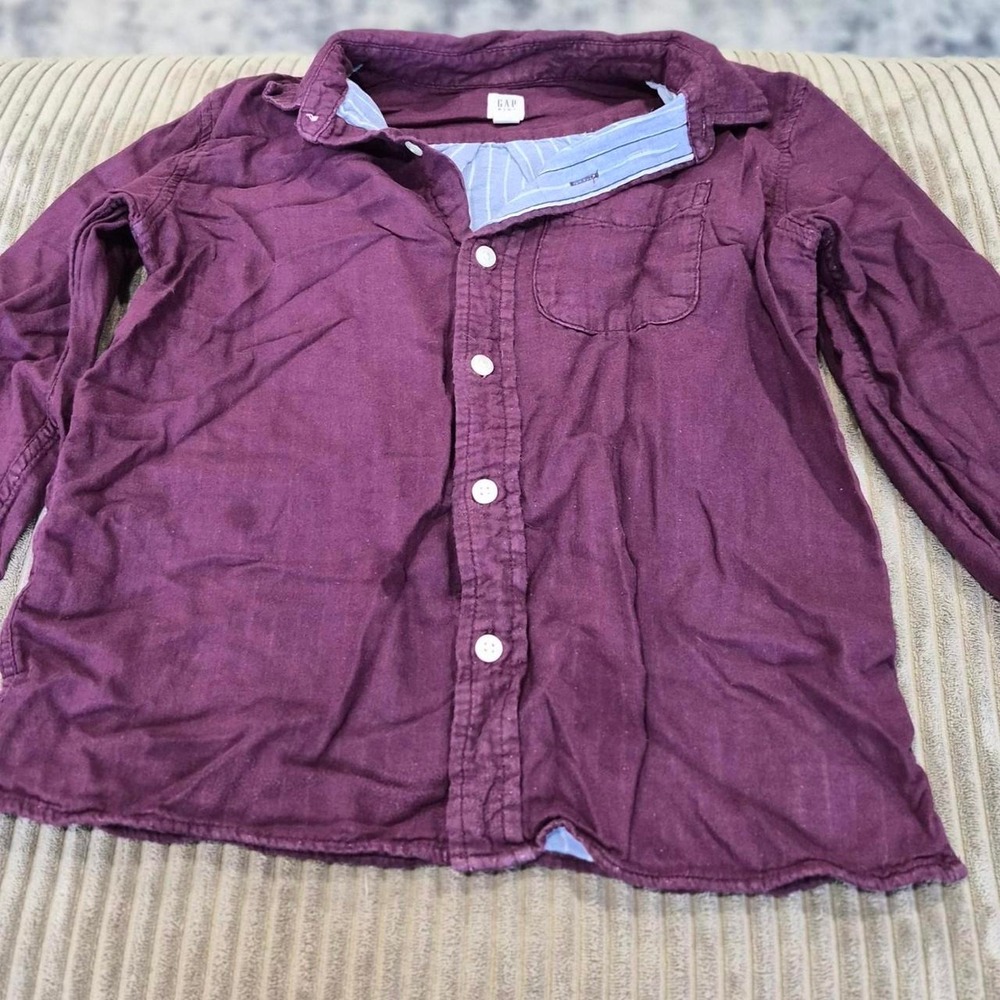 Plum GAP Kids Button-Down Shirt with Contrast Inner Collar
